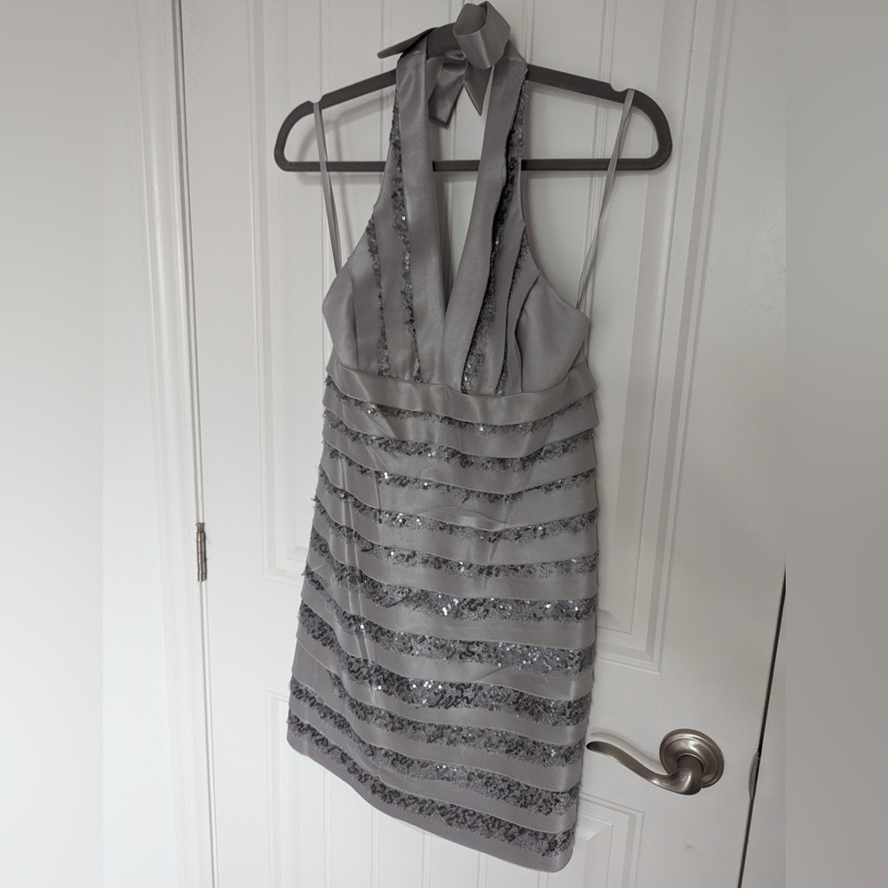 BCBG Max Azria Silver Party Dress